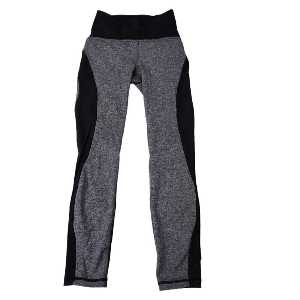 Lululemon Womens On Your Mark Crop‎ Leggings 4 Heathered Gray Black Athleisure